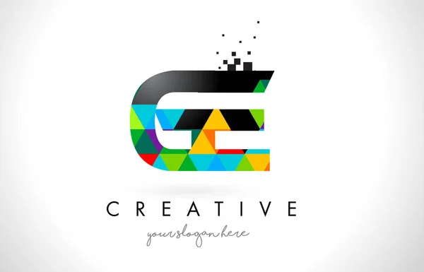 GE G Е лист логотип з барвистими трикутниками Текстура Дизайн Вектор — стоковий вектор