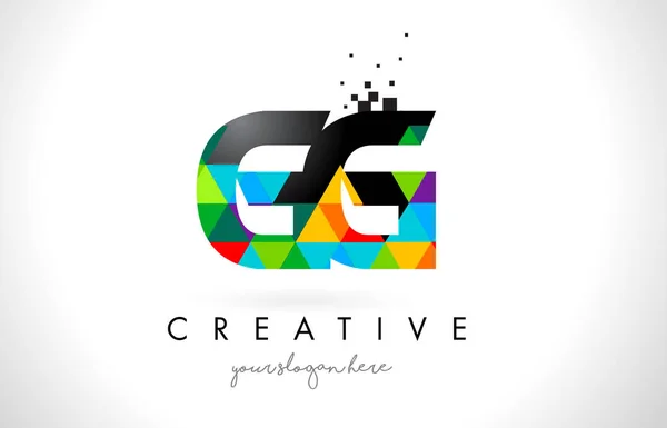 Gg G G 字母徽标与彩色三角形纹理设计矢量 — 图库矢量图片