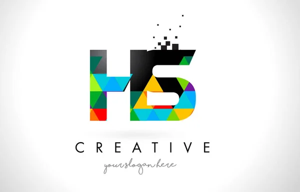 Logo de la letra HS H S con triángulos coloridos Vector de diseño de textura — Vector de stock