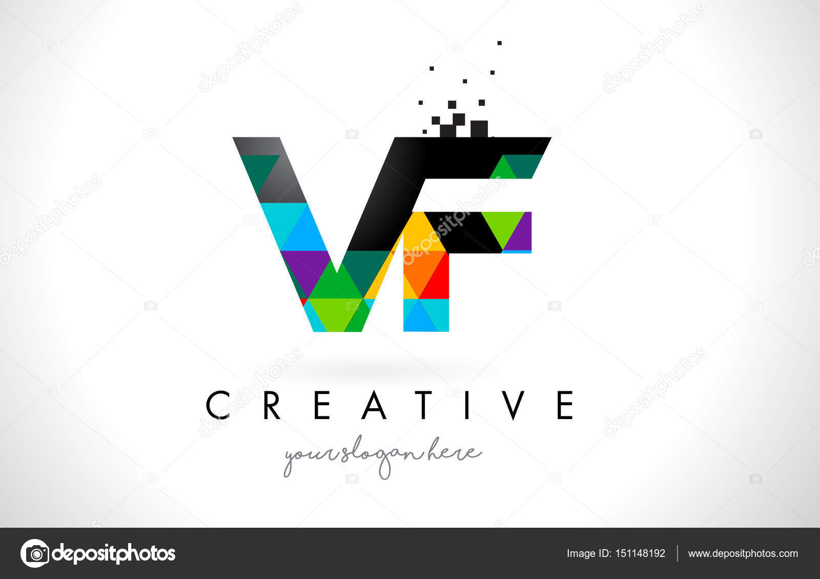 Vf V F Letter Logo With Colorful Triangles Texture Design Vector Vector Image By C Twindesigner Vector Stock