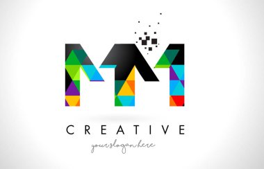 Renkli üçgenler doku tasarlamak vektör logolu mm M M harfi