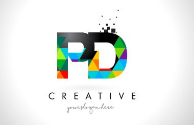 PD P D harfi logolu renkli üçgenler doku tasarlamak vektör