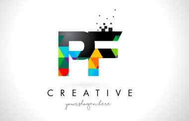 PF P F harfi logolu renkli üçgenler doku tasarlamak vektör