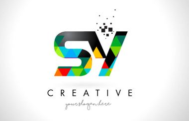 Sy S Y harfi logolu renkli üçgenler doku tasarlamak vektör