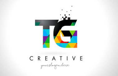 TG T G harfi logolu renkli üçgenler doku tasarlamak vektör