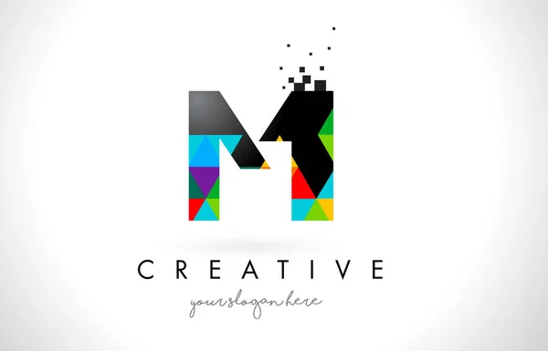 MI M I Letter Logo com triângulos coloridos Textura Design Vector —  Vetores de Stock