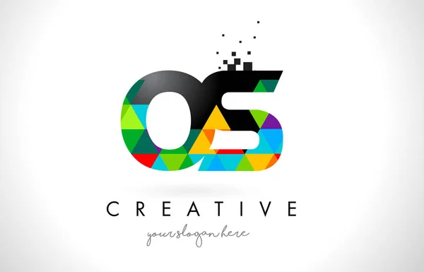 Λογότυπο: γράμμα OS O S με πολύχρωμα τρίγωνα υφή σχεδίαση διανυσματικών — Διανυσματικό Αρχείο