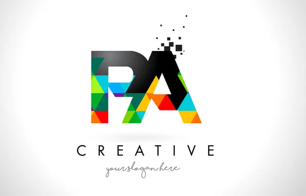 PA P een brief Logo met kleurrijke driehoeken textuur ontwerp Vector — Stockvector