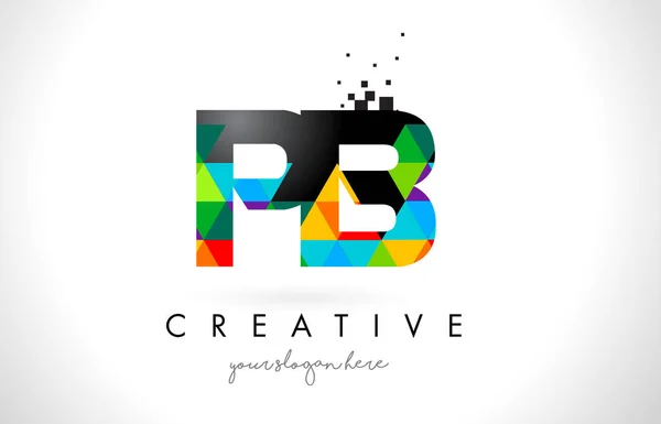 Логотип буквы PB P B с вектором текстуры цветовых треугольников — стоковый вектор