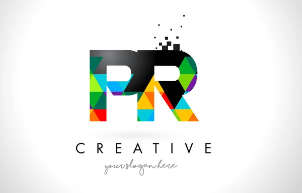 PR P R dopis Logo s barevnými trojúhelníky textury Design vektor — Stockový vektor
