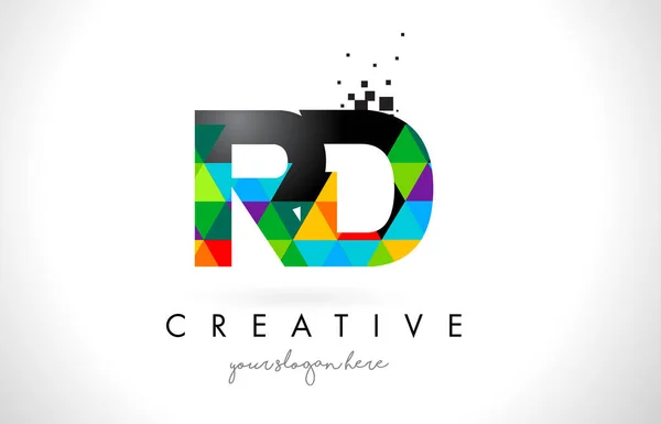 RD R D Letra Logo con Triángulos Coloridos Textura Diseño Vector — Vector de stock