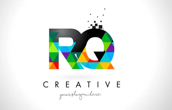 RQ R Q dopis Logo s barevnými trojúhelníky textury Design vektor — Stockový vektor