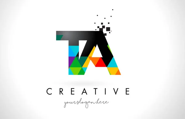 TA T A Логотип літери з барвистими трикутниками Текстура Дизайн Вектор — стоковий вектор
