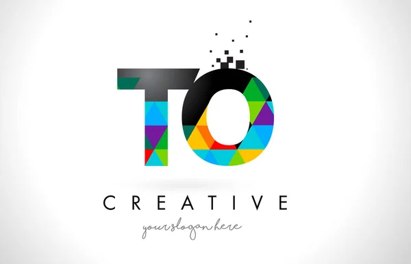 TO T O Letra Logo con Triángulos Coloridos Textura Diseño Vector — Vector de stock