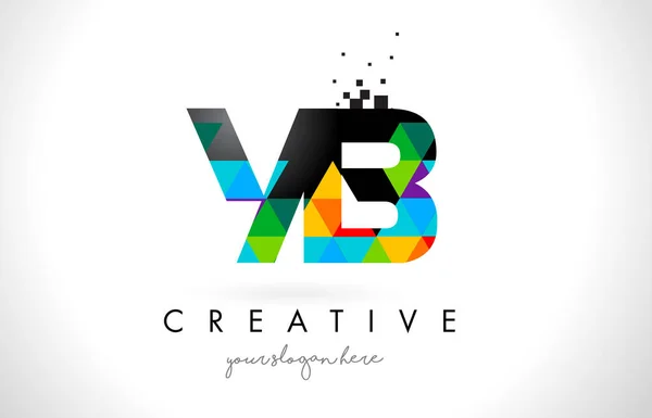 Logotipo de la letra YB Y B con triángulos coloridos Vector de diseño de textura — Vector de stock