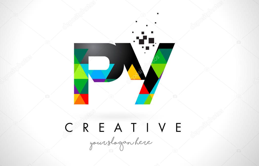 PY P Y Letter Logo with Colorful Triangles Texture Design Vector