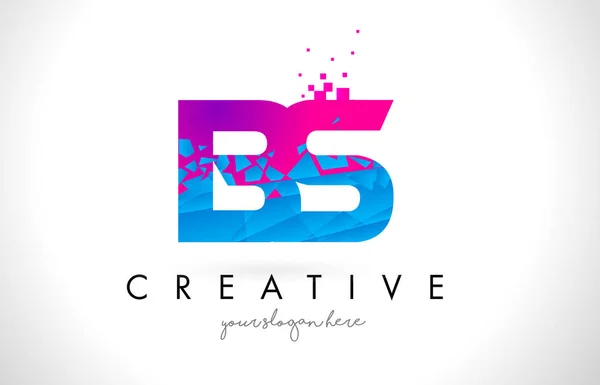 BS Β S επιστολή λογότυπο με ονομασία γκρεμίστηκε σπασμένα μπλε ροζ υφή — Διανυσματικό Αρχείο