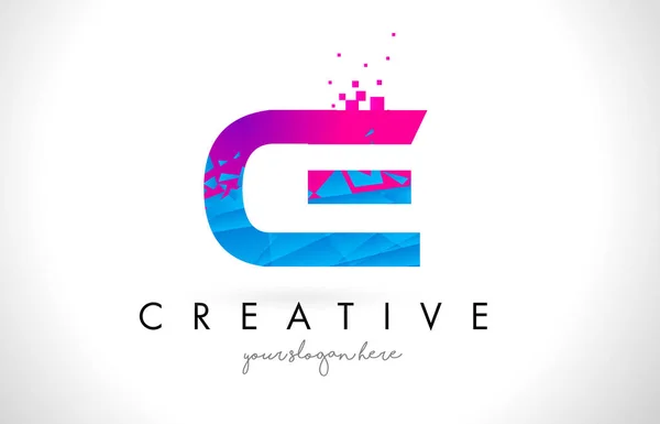 CE C E Letter Logo with Shattered Broken Blue Pink Texture Desig — Stock Vector