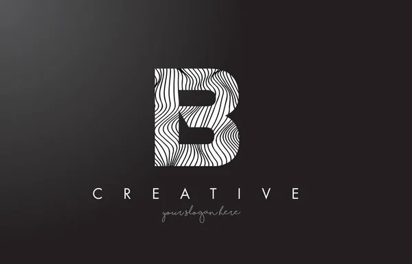 Logo lettera B con Zebra Lines Texture Design Vector . — Vettoriale Stock