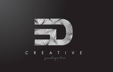 Ed E D Letter Logo Zebra ile doku tasarlamak vektör satırları.