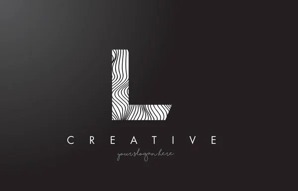 L Letter Logo with Zebra Lines Texture Design Vector. — Stock Vector