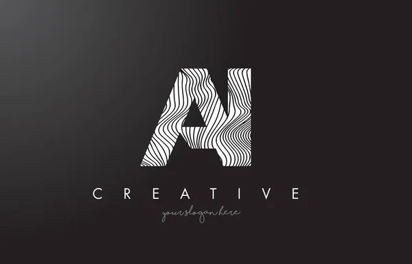 Логотип AI A I Letter с вектором текстуры Zebra Lines . — стоковый вектор
