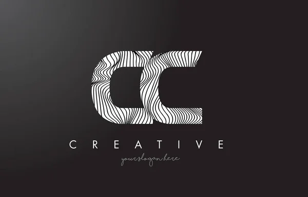 CC C C Letra Logo con líneas de cebra Textura Diseño Vector . — Vector de stock