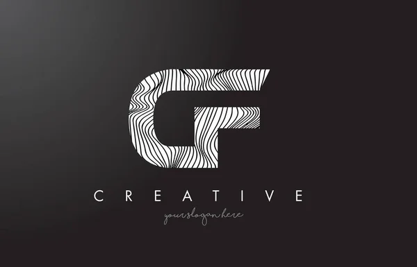 Logotipo de letra CF C F com Zebra Linhas Textura Design Vector . — Vetor de Stock