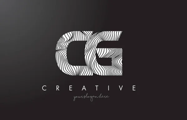 CG C G brev logotyp med Zebra linjer textur Design vektor. — Stock vektor