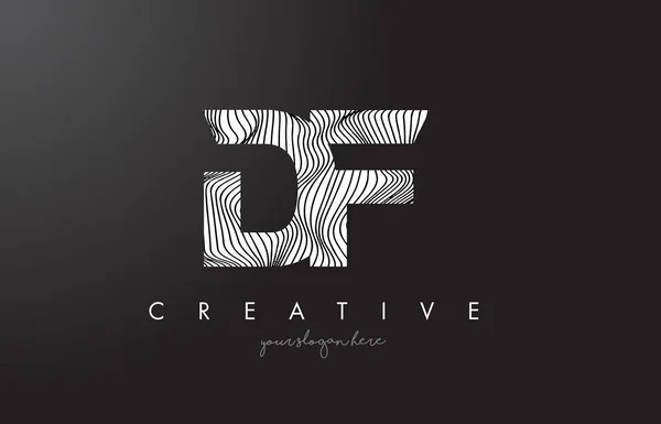 DF D F Lettre Logo avec Zebra Lines Texture Design Vector . — Image vectorielle