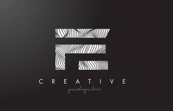 Logo FE F E Lettre avec Zebra Lines Texture Design Vector . — Image vectorielle