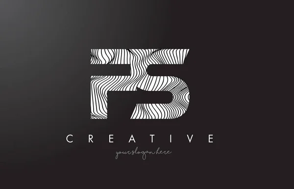 FS F S Lettre Logo avec Zebra Lines Texture Design Vector . — Image vectorielle