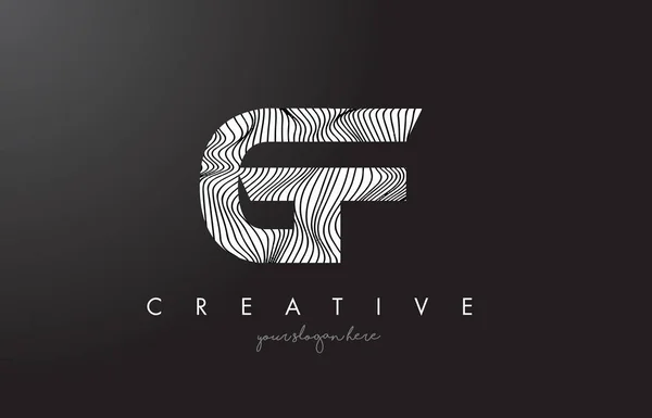 Logo de letra GF G F con vectores de diseño de texturas de líneas de cebra . — Vector de stock
