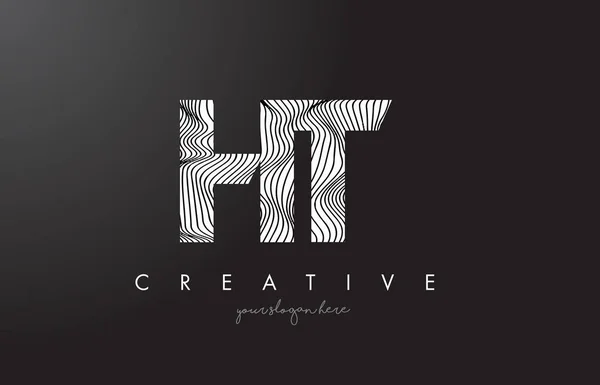 Logotipo de letra HT H T com Zebra Linhas Textura Design Vector . — Vetor de Stock