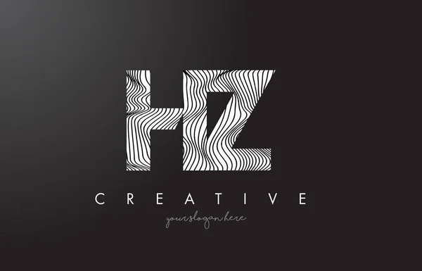 HZ H Z Letter Logo with Zebra Lines Texture Design Vector. — Stock Vector