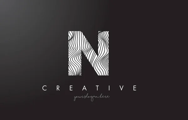 IN I N Logo Lettre avec Zebra Lines Texture Design Vector . — Image vectorielle