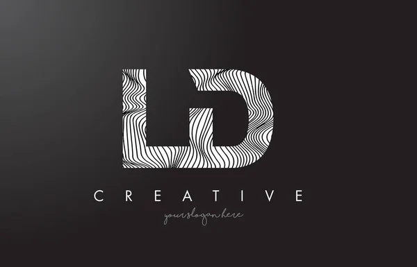Logo LD L D Letter avec vecteur de conception de texture Zebra Lines . — Image vectorielle
