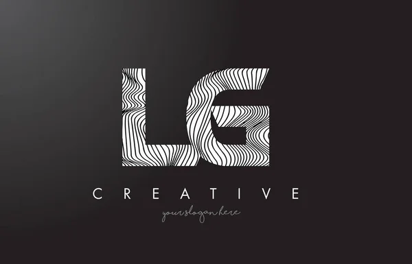 LG L G Letter Logo with Zebra Lines Texture Design Vector. — Stock Vector