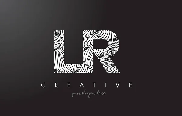 Logotipo de letra LR L R con líneas de cebra Vector de diseño de textura . — Vector de stock