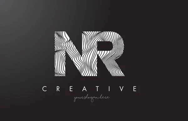 Nr N R brev logotyp med Zebra linjer textur Design vektor. — Stock vektor