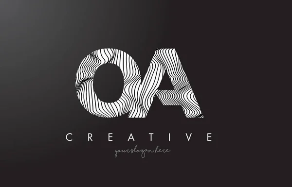 OA O A Letter Logo com Zebra Lines Texture Design Vector . —  Vetores de Stock