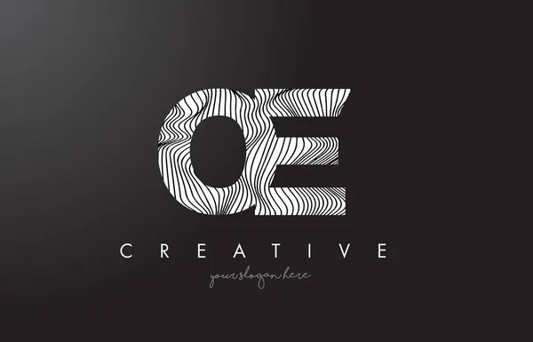 Логотип OE O електронний лист з Зебра ліній текстури дизайн вектор. — стоковий вектор