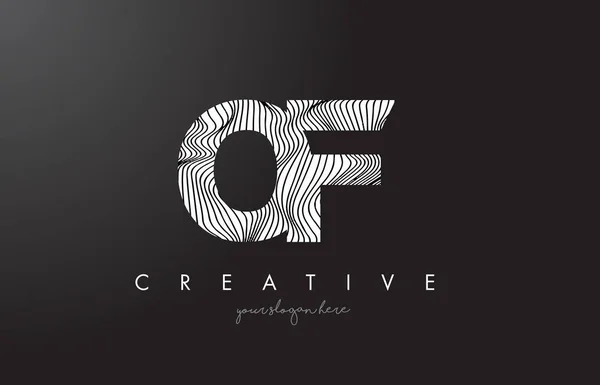 OF O F Letter Logo with Zebra Lines Texture Design Vector. — Stock Vector