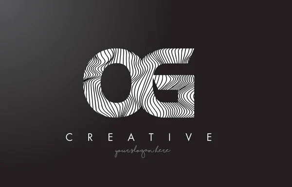 Logotipo de letra OG O G con vectores de diseño de texturas de líneas de cebra . — Vector de stock