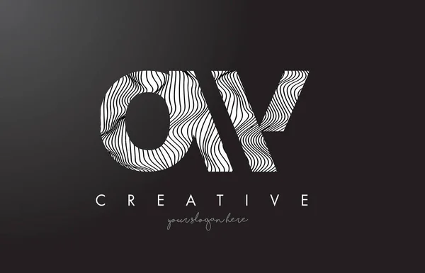 OW O W Letter Logo com Zebra Linhas Textura Design Vector . —  Vetores de Stock