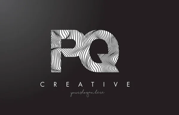 Logotipo de letra PQ P Q con vectores de diseño de texturas de líneas de cebra . — Archivo Imágenes Vectoriales