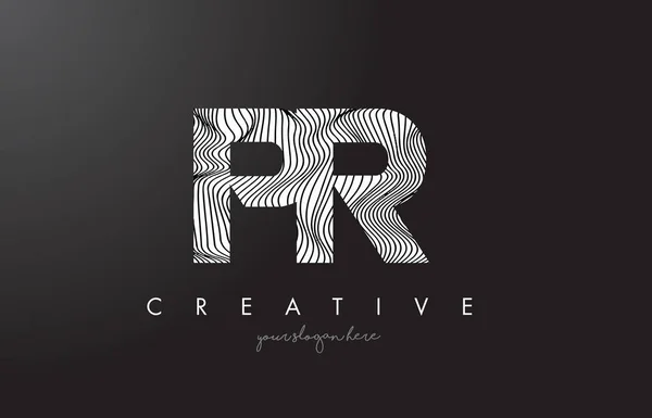PR P R Lettera logo con Zebra Lines Texture Design Vector . — Vettoriale Stock