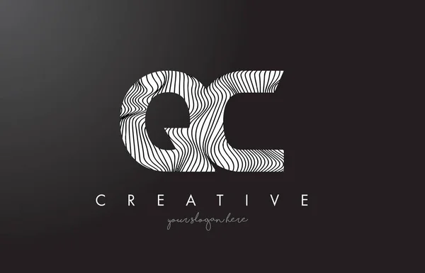 QC Q C dopis Logo s Zebra linie textury designu vektor. — Stockový vektor