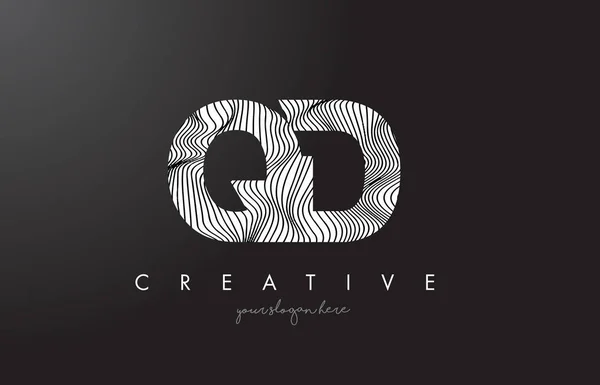 QD Q D Lettre Logo avec Zebra Lines Texture Design Vector . — Image vectorielle