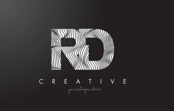 Logotipo de letra RD R D con vectores de diseño de texturas de líneas de cebra . — Vector de stock